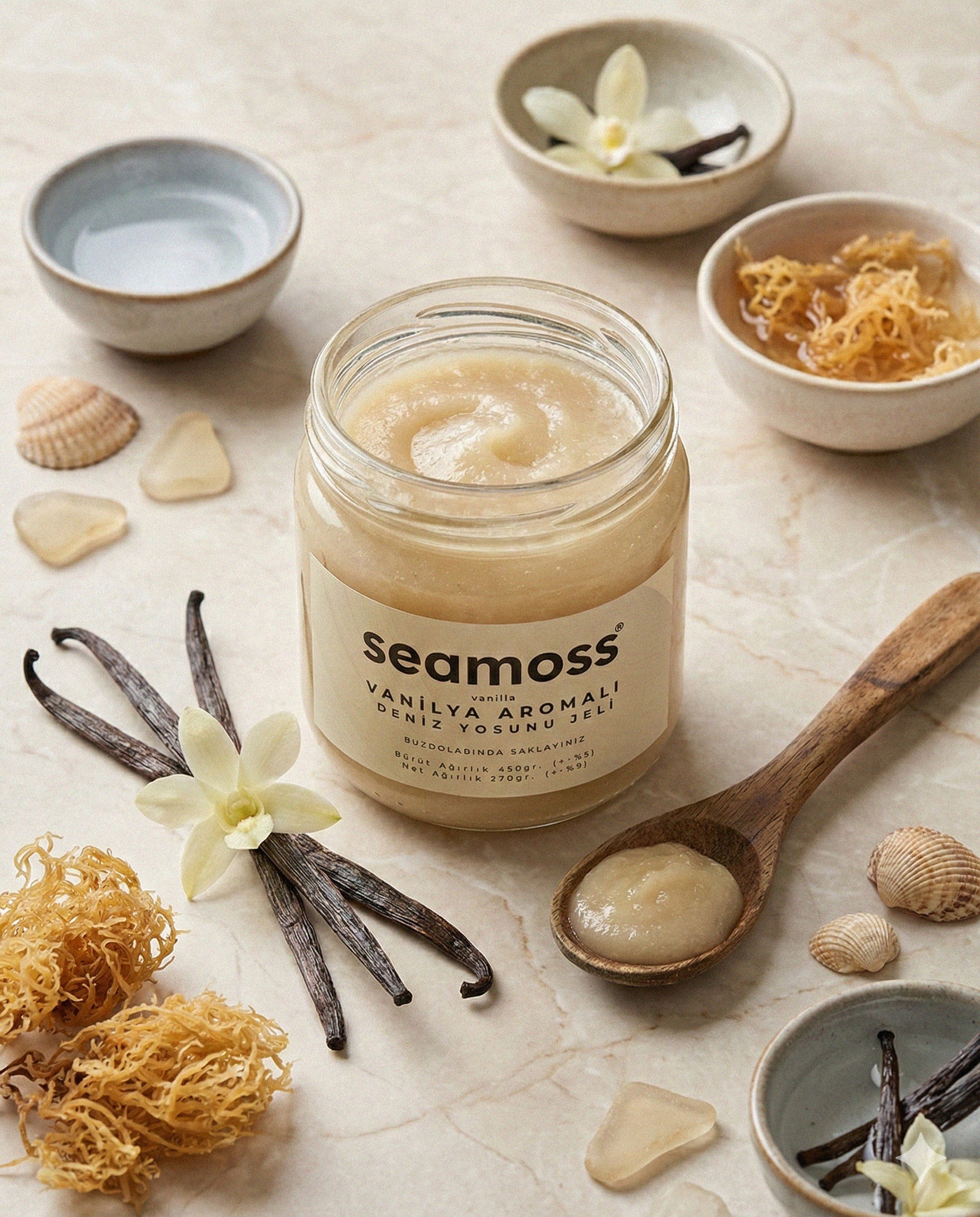 Seamoss Vanilya Aromalı Deniz Yosunu Jeli Altılı Paket