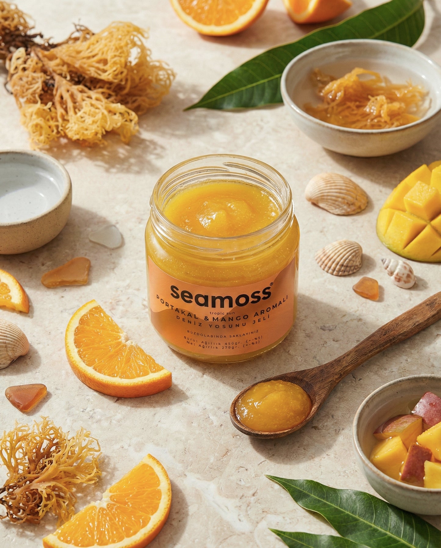 Seamoss Portakal & Mango Aromalı Deniz Yosunu Jeli Altılı Paket