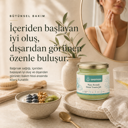 Meyveli kâse ile doğal yaşam tarzı görseli, Nane Aromalı Deniz Yosunu Jeli