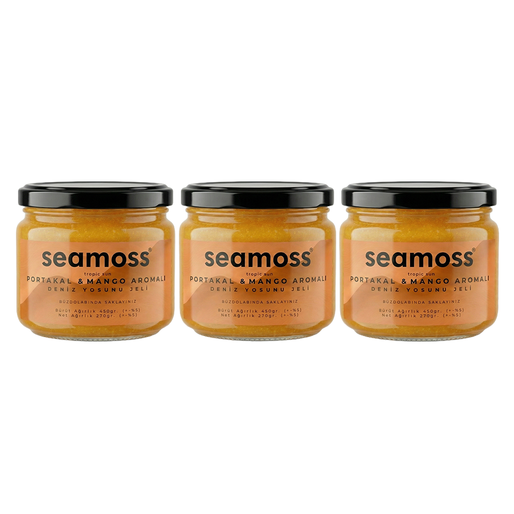 Seamoss Portakal & Mango Aromalı Deniz Yosunu Jeli Üçlü Paket