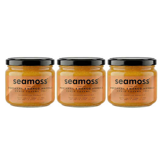 Seamoss Portakal & Mango Aromalı Deniz Yosunu Jeli Üçlü Paket