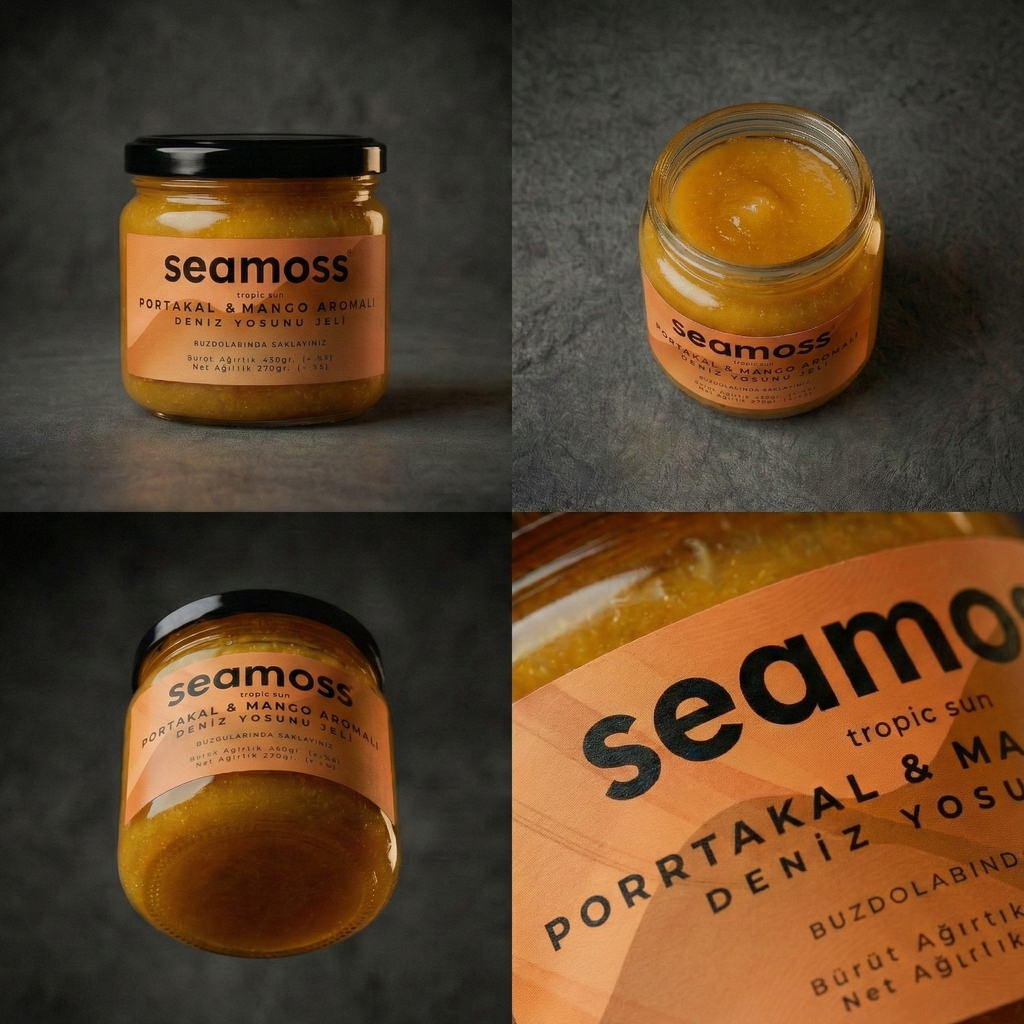 Seamoss Portakal & Mango Aromalı Deniz Yosunu Jeli Üçlü Paket