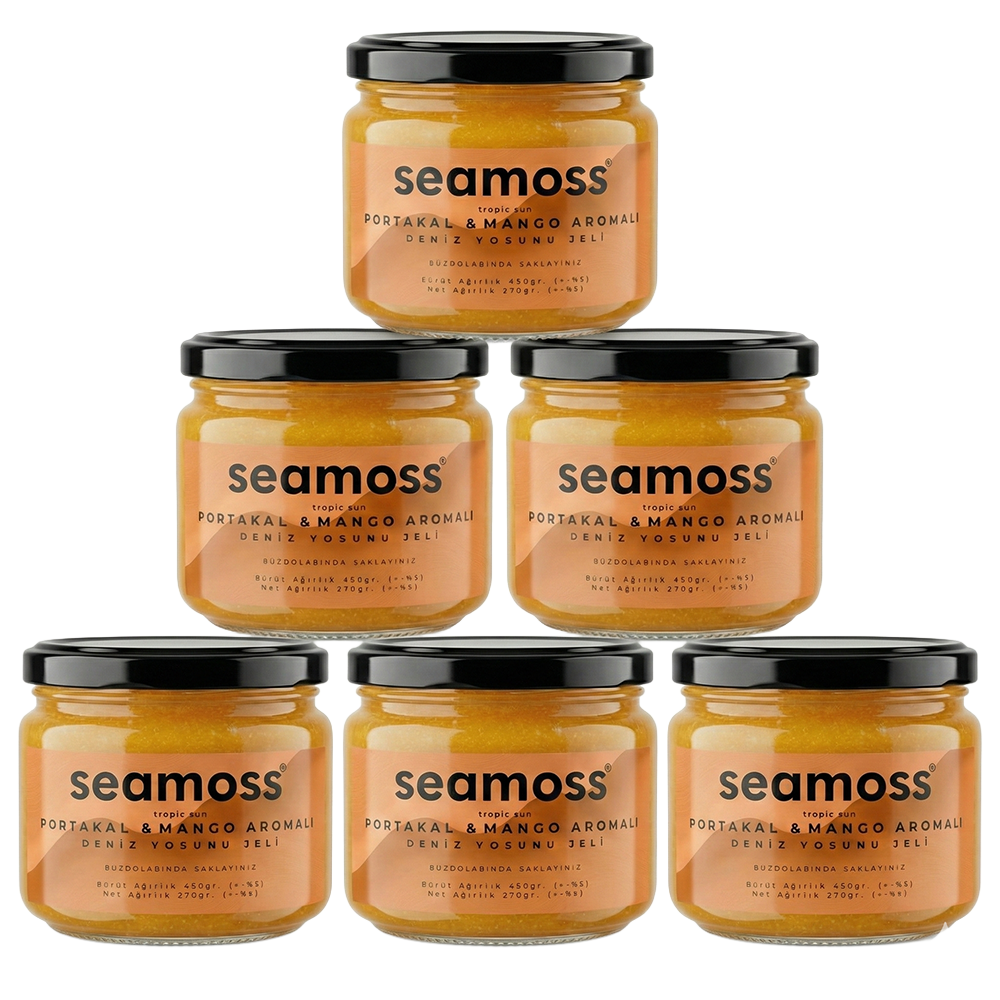 Seamoss Portakal & Mango Aromalı Deniz Yosunu Jeli Altılı Paket