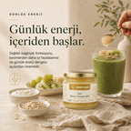 Yeşil smoothie ile günlük enerji temalı görsel, Sarı Deniz Yosunu Jeli