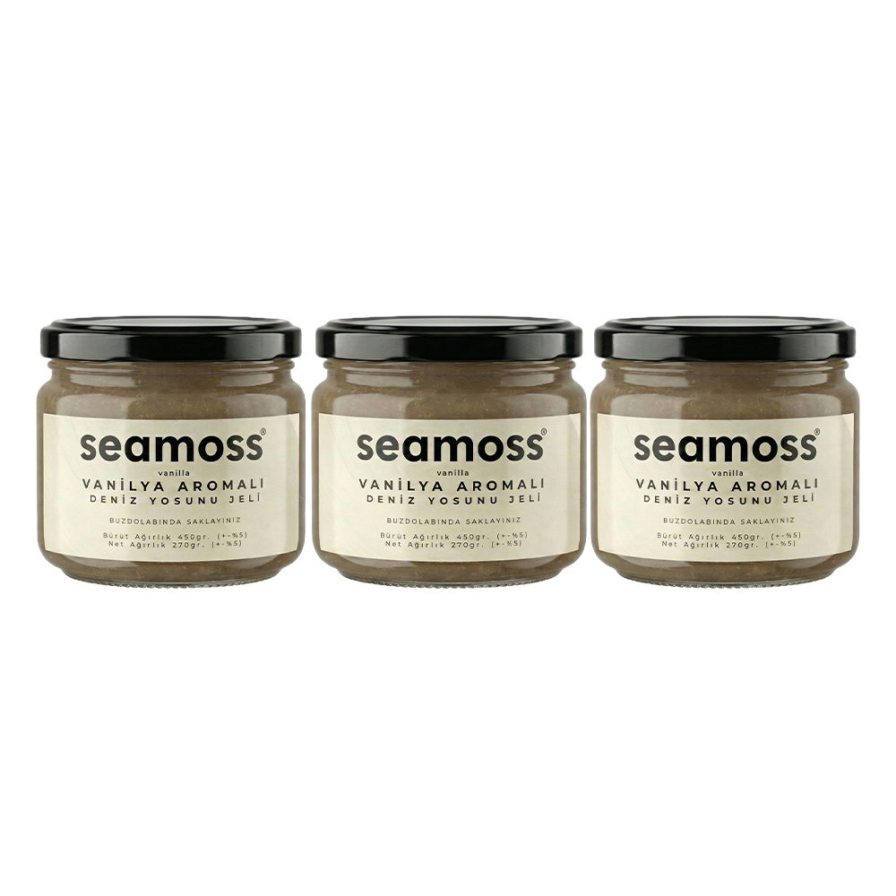Seamoss Vanilya Aromalı Deniz Yosunu Jeli Üçlü Paket